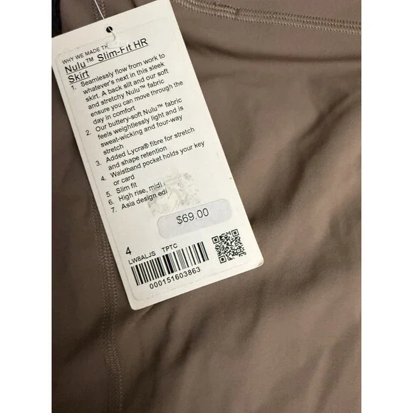 Lululemon Nulu Slim-Fit High-Rise Skirt TPTC Taupetastic Tan Size 4 New $69 - Picture 3 of 4